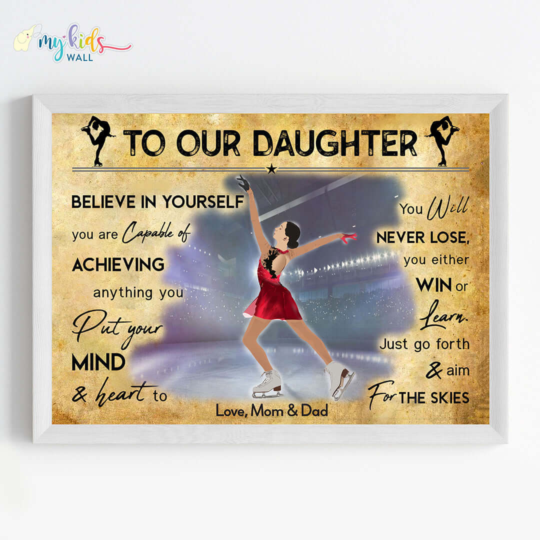 Ice Skating Girl Personalized Motivational Wall Art (Framed)