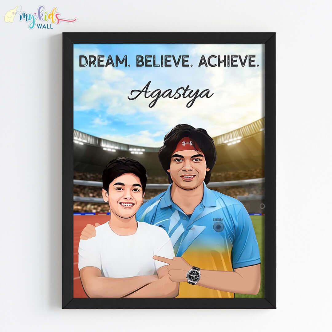 Javelin Champ with Neeraj Chopra Personalized Portrait (Framed)