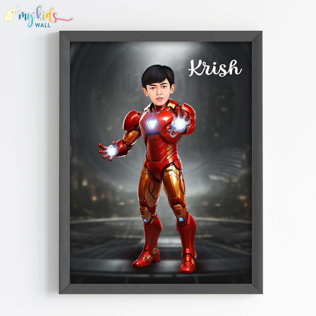 Young Iron Man Superhero Personalized Portrait (Framed)