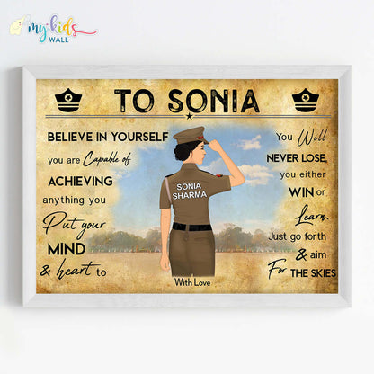 Aspiring Police Officer Girl Personalized Motivational Wall Art (Framed)