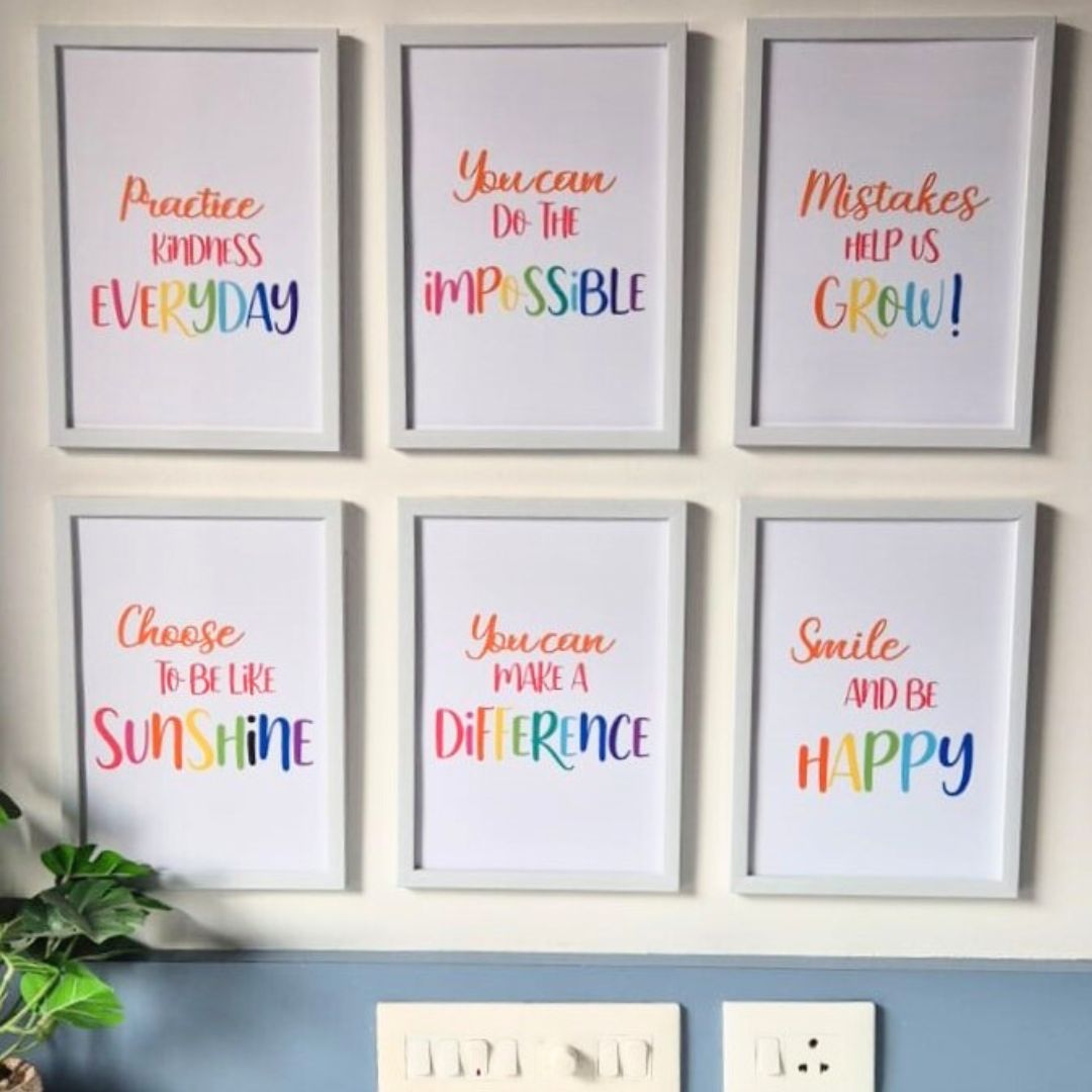 Bright Beginnings Positive Affirmation Wall Art (Framed Set of 6)