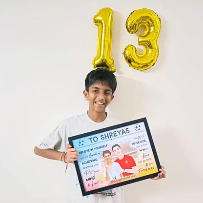 Football Champ with Ronaldo Personalized Motivational Portrait (Framed)