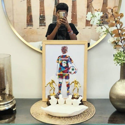 Football Player Personalized Multicolor Wall Art (Framed) New