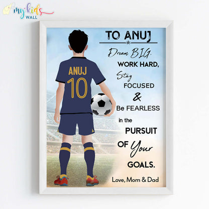 Football Player Personalized Motivational Multicolor Wall Art (Framed)