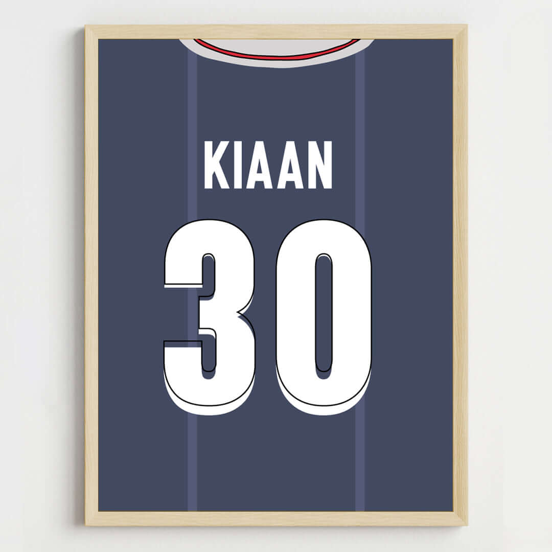 Jersey Themed Personalized Name Wall Art (Framed)