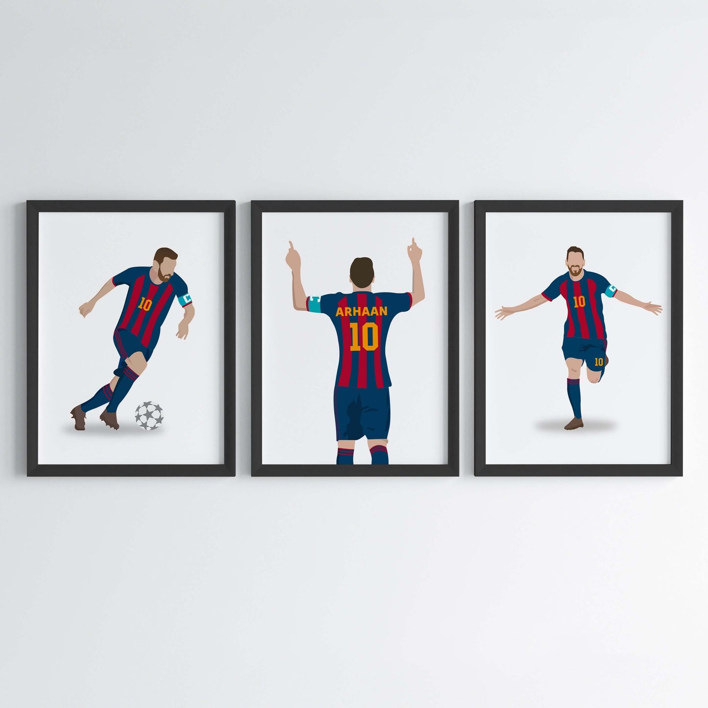 Lionel Messi Personalized Wall Art (Framed Set of 3)