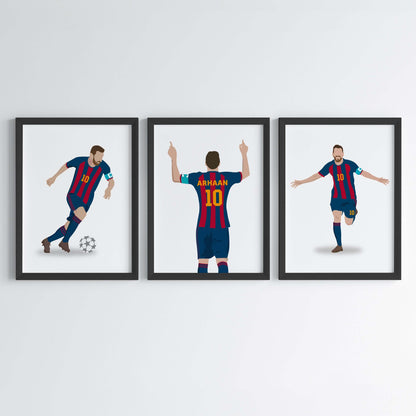 Lionel Messi Personalized Wall Art (Framed Set of 3)