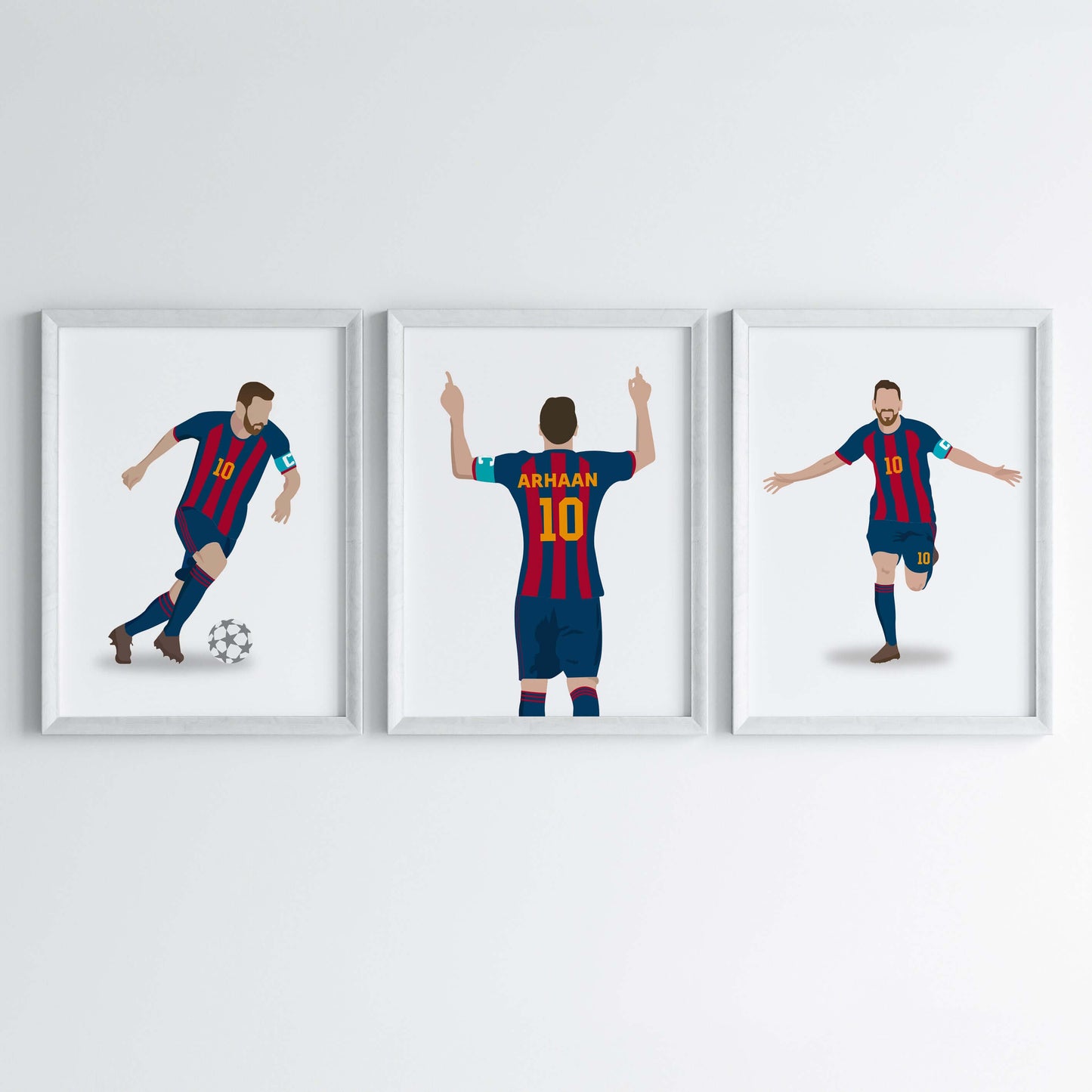 Lionel Messi Personalized Wall Art (Framed Set of 3)