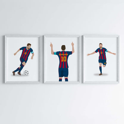 Lionel Messi Personalized Wall Art (Framed Set of 3)