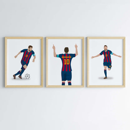 Lionel Messi Personalized Wall Art (Framed Set of 3)