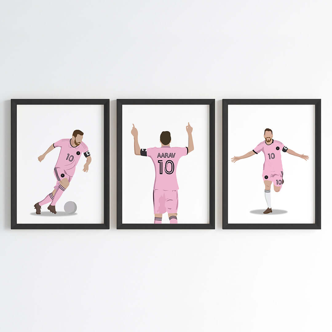 Lionel Messi Personalized Wall Art (Framed Set of 3)