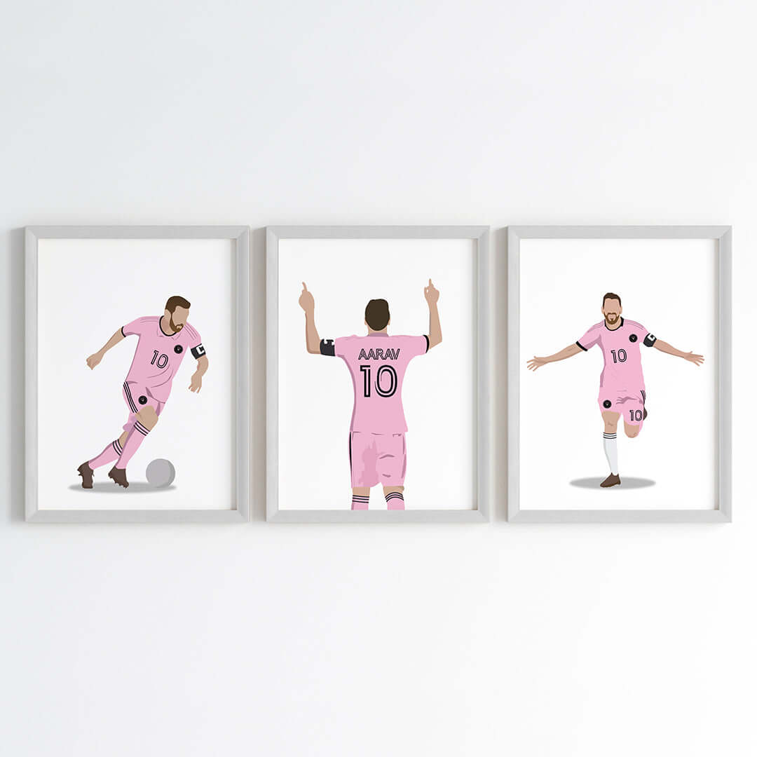 Lionel Messi Personalized Wall Art (Framed Set of 3)