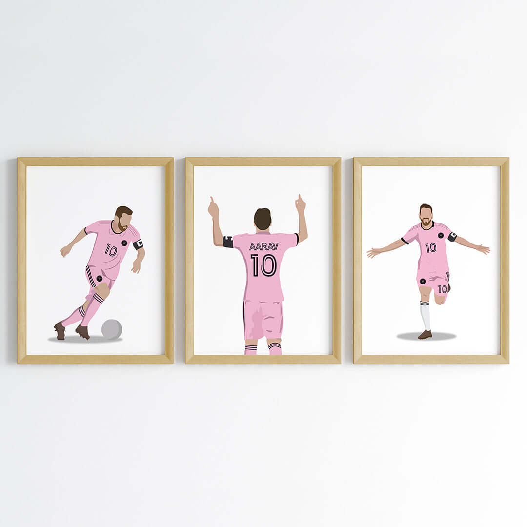Lionel Messi Personalized Wall Art (Framed Set of 3)