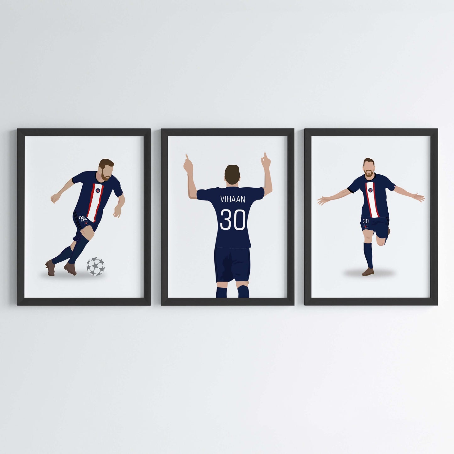 Lionel Messi Personalized Wall Art (Framed Set of 3)