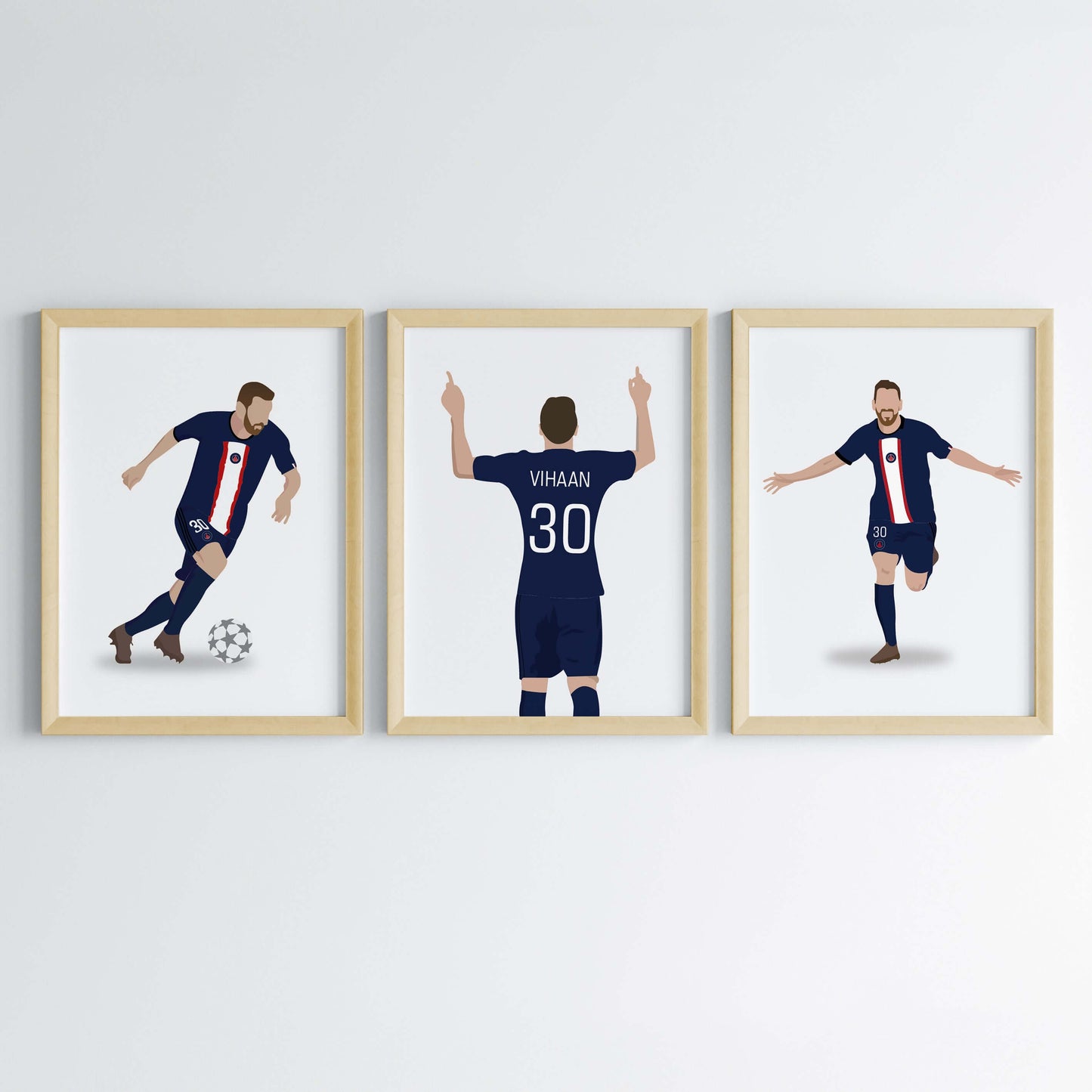 Lionel Messi Personalized Wall Art (Framed Set of 3)