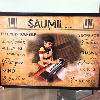 Piano Player Boy Personalized Motivational Wall Art (Framed)