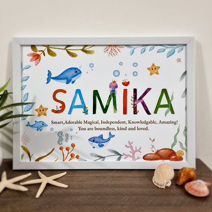 Watercolor Themed Name Personalised Wall Art (Framed)