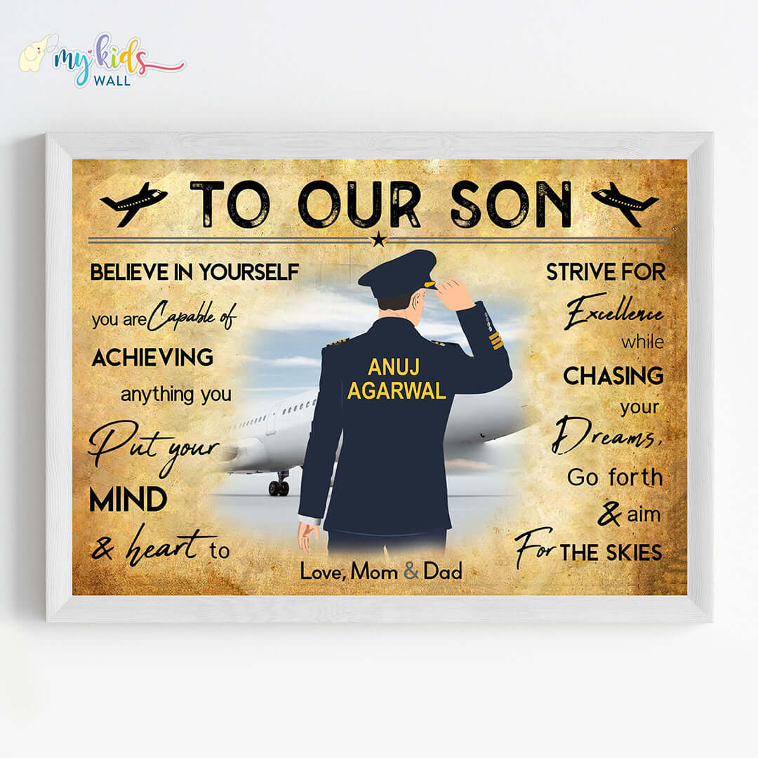 Aspiring Pilot Personalized Motivational Wall Art (Framed)