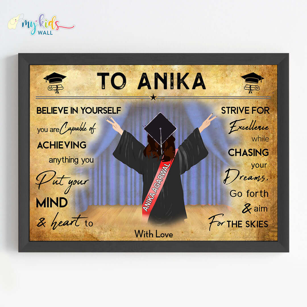 Aspiring Professional Graduate Girl Personalized Motivational Wall Art (Framed)