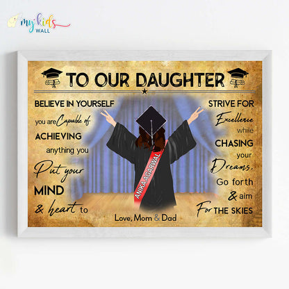 Aspiring Professional Graduate Girl Personalized Motivational Wall Art (Framed)