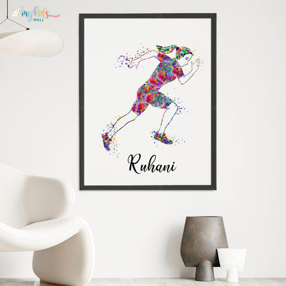 Athletic Runner Girl Personalised Wall Art (Big Frame)