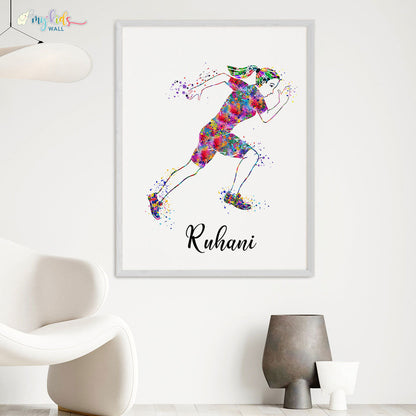 Athletic Runner Girl Personalised Wall Art (Big Frame)