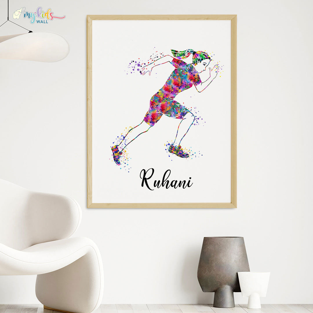 Athletic Runner Girl Personalised Wall Art (Big Frame)