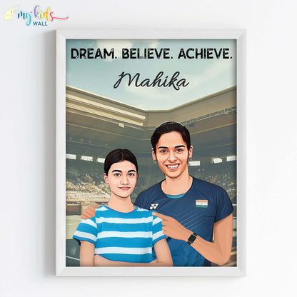 Badminton Champ with Saina Nehwal Personalized Portrait (Framed)