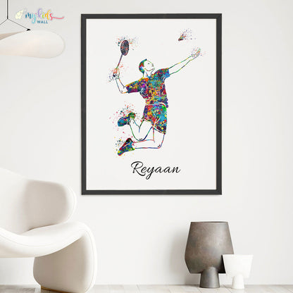 Badminton Player Personalised Wall Art (Big Frame)