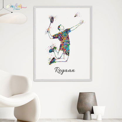 Badminton Player Personalised Wall Art (Big Frame)