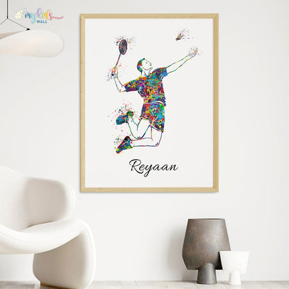 Badminton Player Personalised Wall Art (Big Frame)
