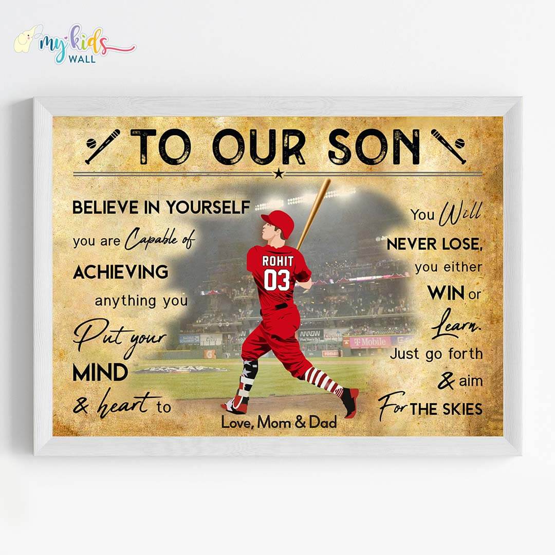 Baseball Batsman Personalized Motivational Wall Art (Framed) New
