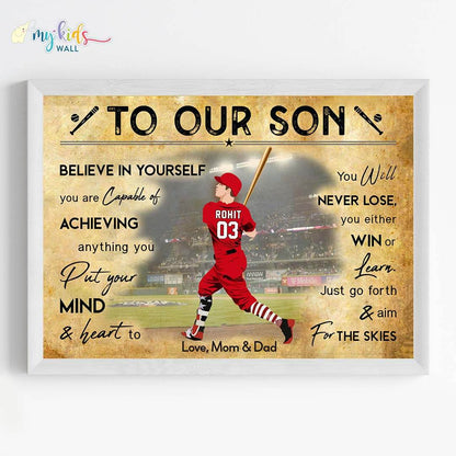 Baseball Batsman Personalized Motivational Wall Art (Framed) New