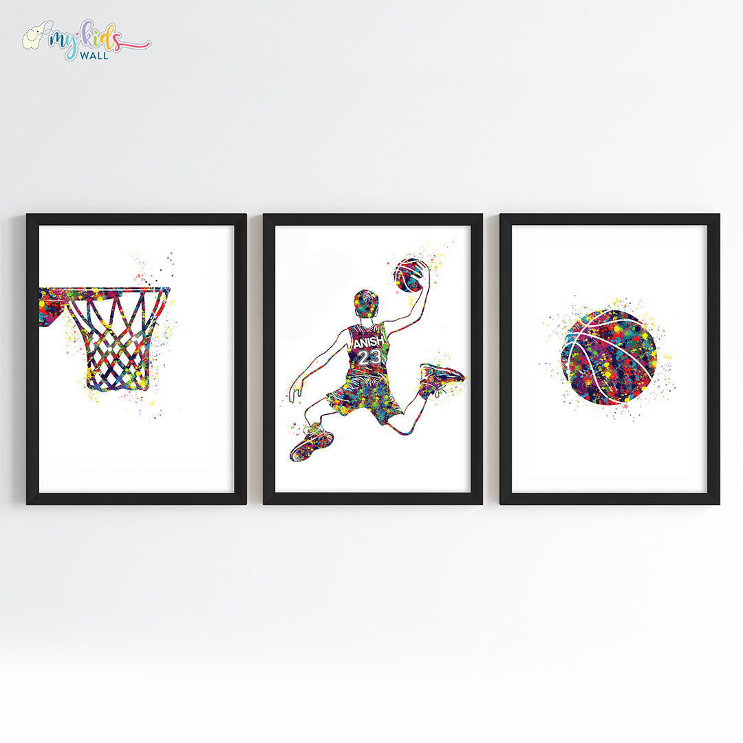 Basketball Player Personalised Wall Art (Framed Set of 3)