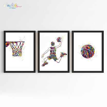 Basketball Player Personalised Wall Art (Framed Set of 3)