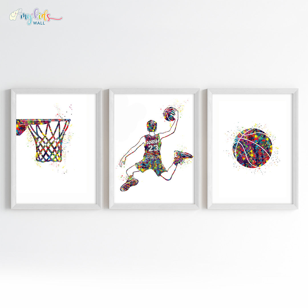 Basketball Player Personalised Wall Art (Framed Set of 3)