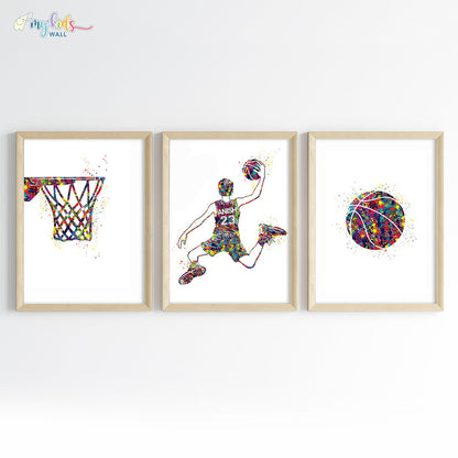 Basketball Player Personalised Wall Art (Framed Set of 3)