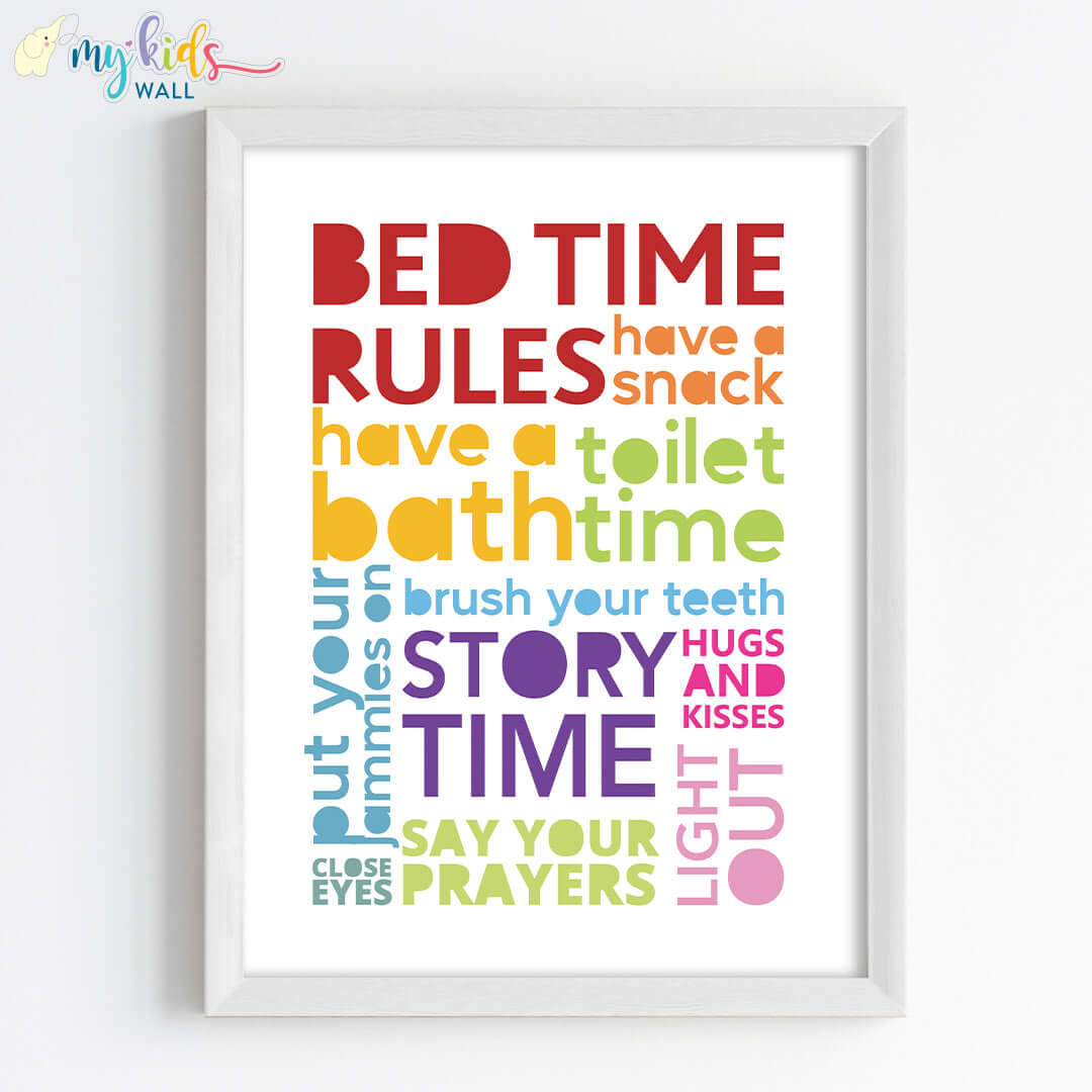 Bedtime Rules Motivational Wall Art (Framed)