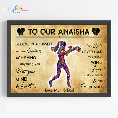 Boxer Girl Personalized Motivational Wall Art (Framed)