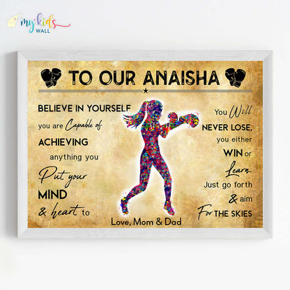 Boxer Girl Personalized Motivational Wall Art (Framed)