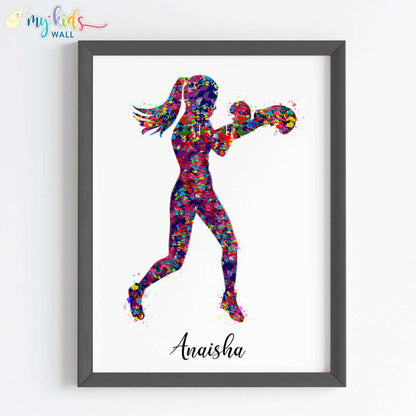 Boxer Girl Personalized Wall Art (Framed)