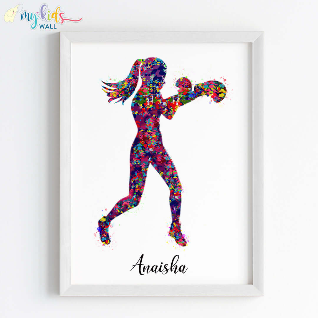 Boxer Girl Personalized Wall Art (Framed)