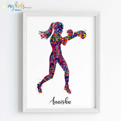 Boxer Girl Personalized Wall Art (Framed)