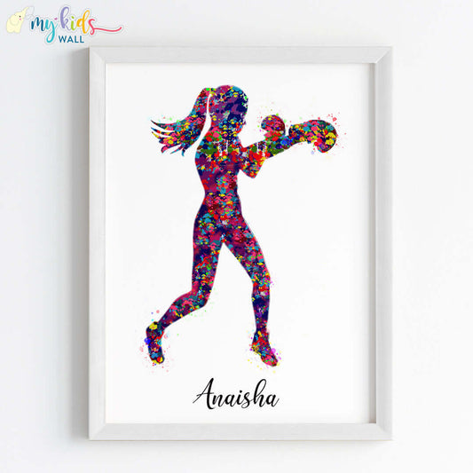 Boxer Girl Personalized Wall Art (Framed)