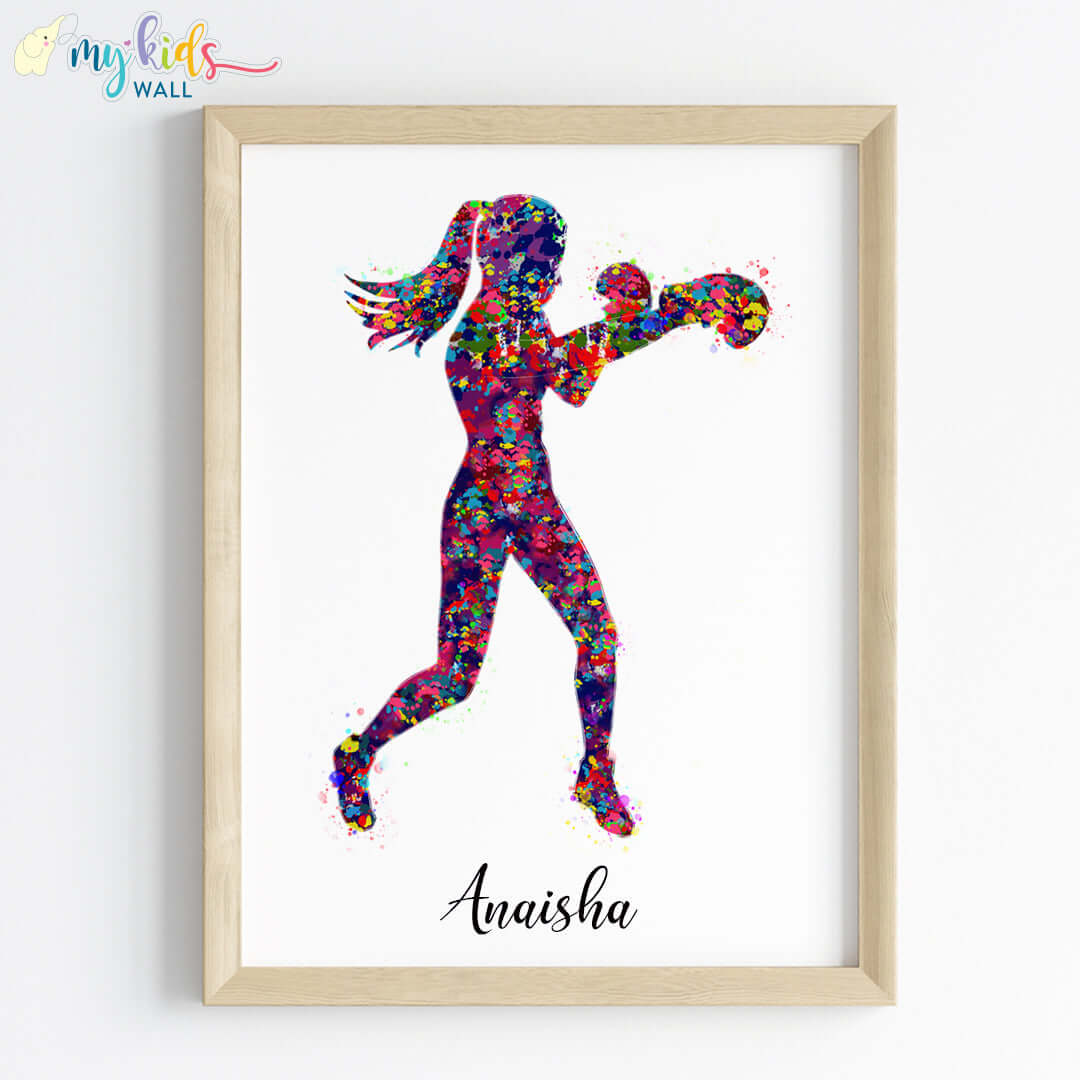 Boxer Girl Personalized Wall Art (Framed)