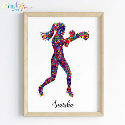Boxer Girl Personalized Wall Art (Framed)