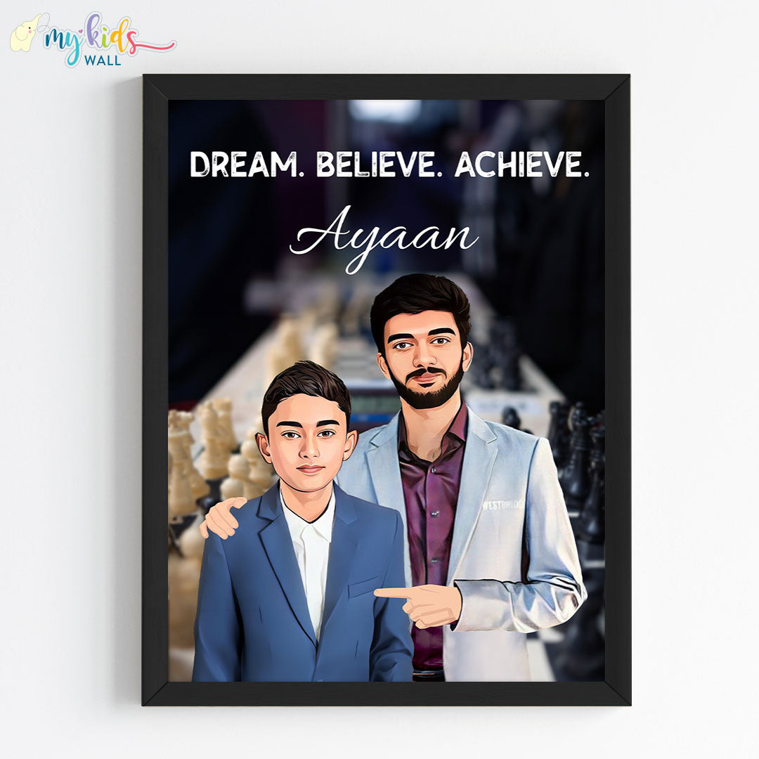 Chess Grandmaster with Gukesh Dommaraju Personalized Wall Art (Framed)