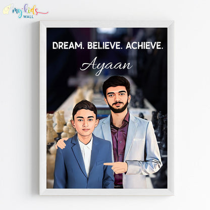 Chess Grandmaster with Gukesh Dommaraju Personalized Wall Art (Framed)