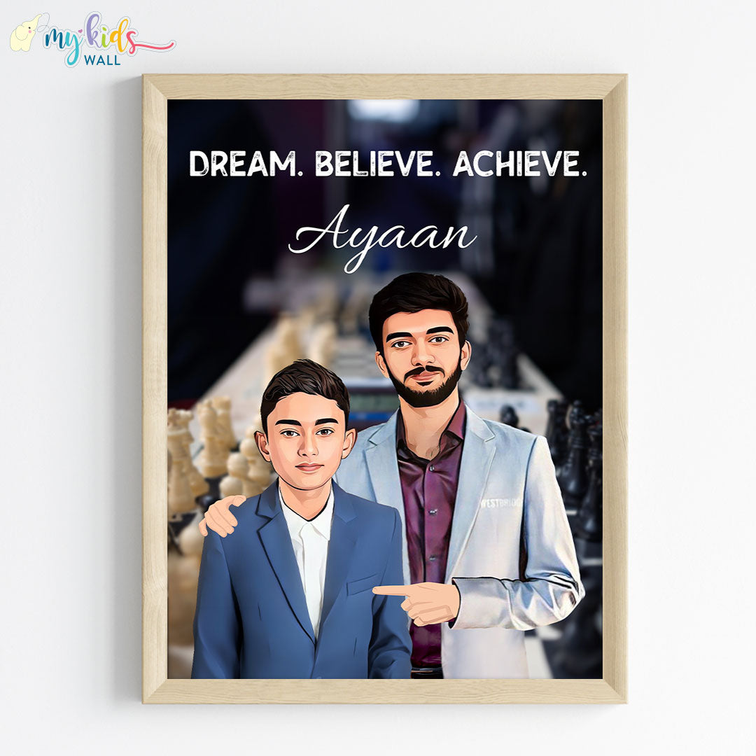 Chess Grandmaster with Gukesh Dommaraju Personalized Wall Art (Framed)