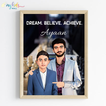 Chess Grandmaster with Gukesh Dommaraju Personalized Wall Art (Framed)